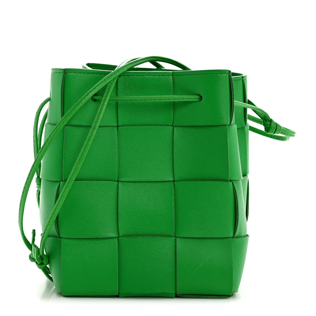 Nappa Maxi Intrecciato Small Cassette Bucket Bag Parakeet