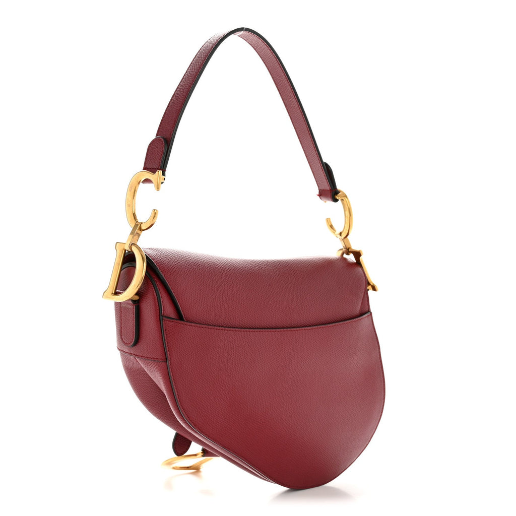 Grained Calfskin Saddle Bag Red
