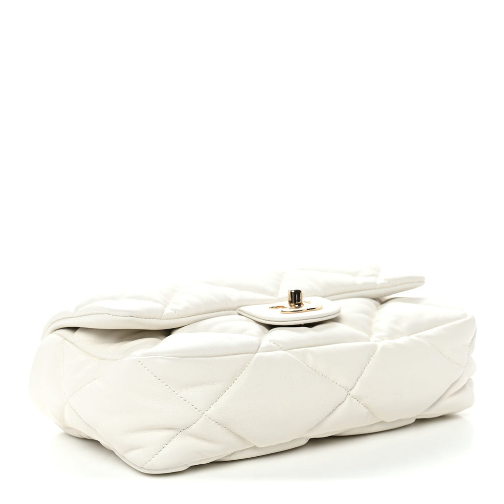 Calfskin Quilted Medium Bubbly Flap White
