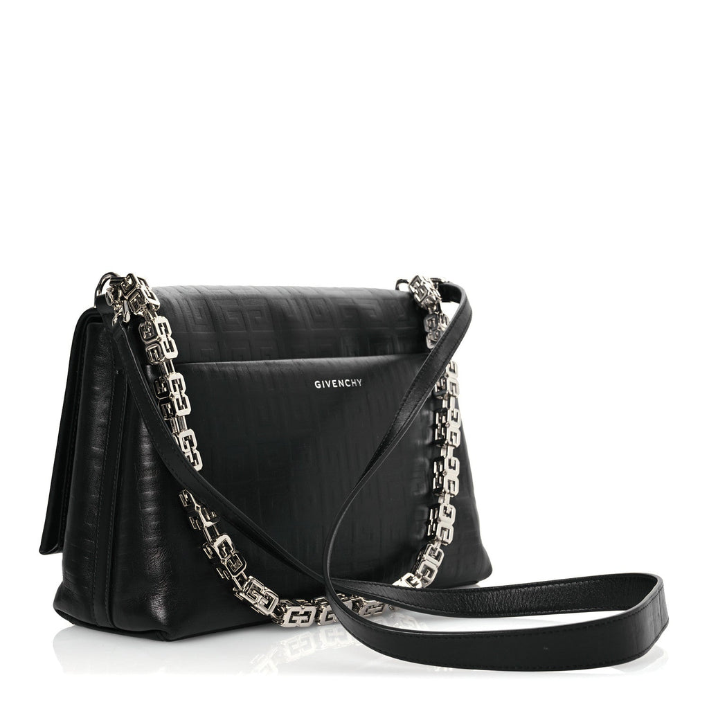 Soft Calfskin 4G Embossed Medium Shoulder Bag Black