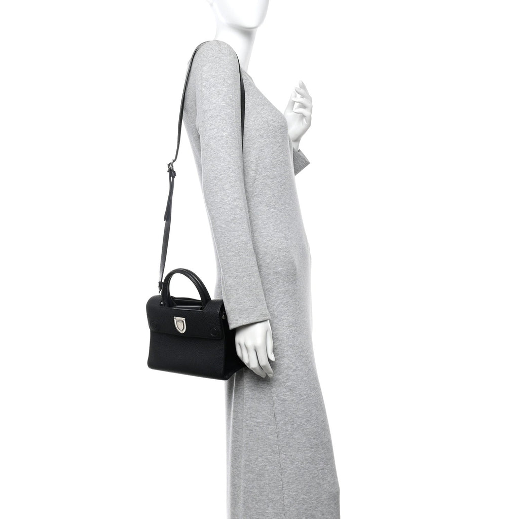 Grained Calfskin Mini Diorever Flap Black