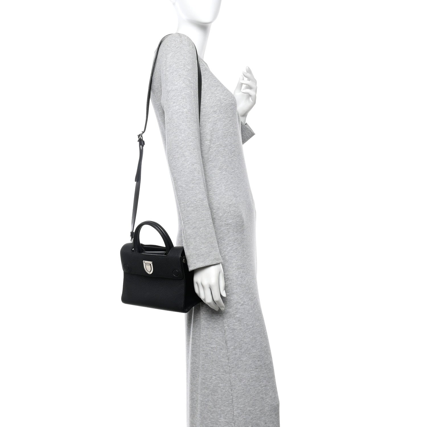 Grained Calfskin Mini Diorever Flap Black