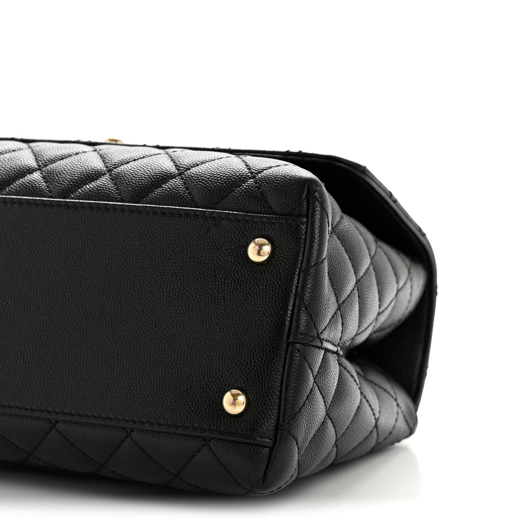 Caviar Quilted Small Coco Handle Flap Black