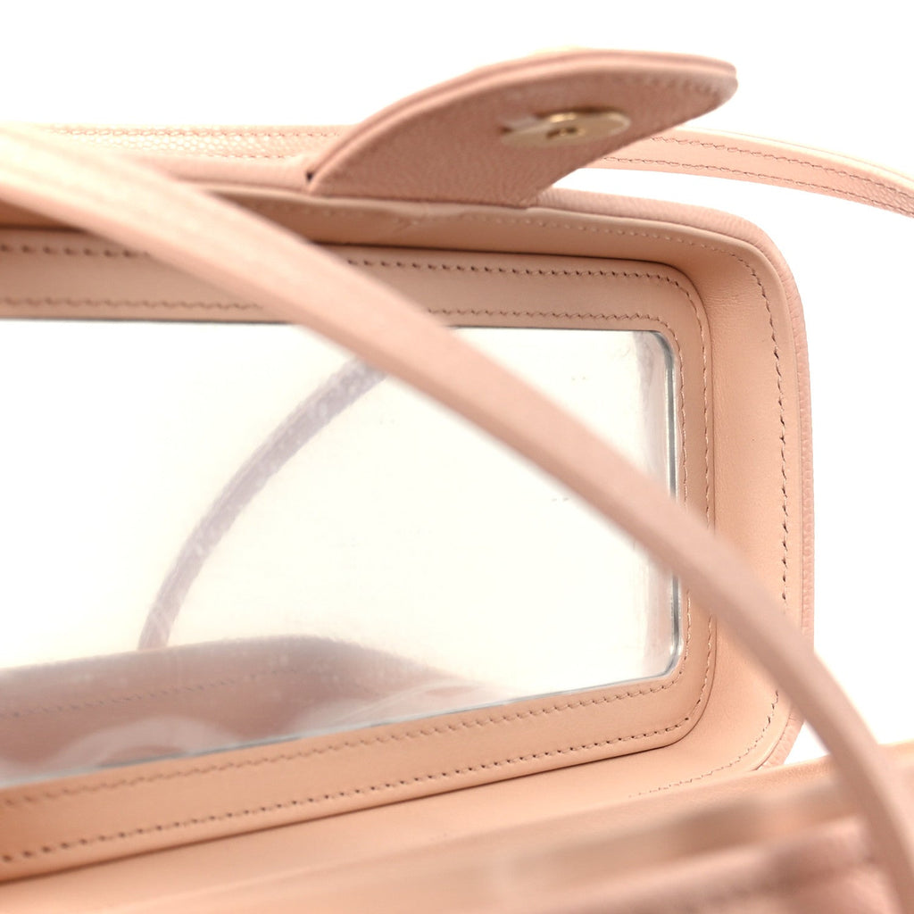 Shiny Caviar Preppy Coco Long Vanity With Strap Light Pink