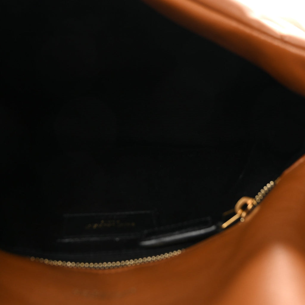 Lambskin Quilted Toy Loulou Puffer Monogram Chain Satchel Dark Cork