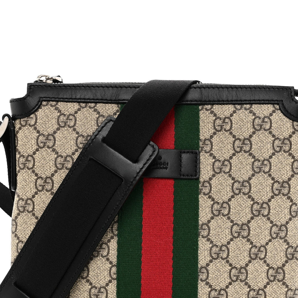 GG Supreme Monogram Web Messenger Bag Black