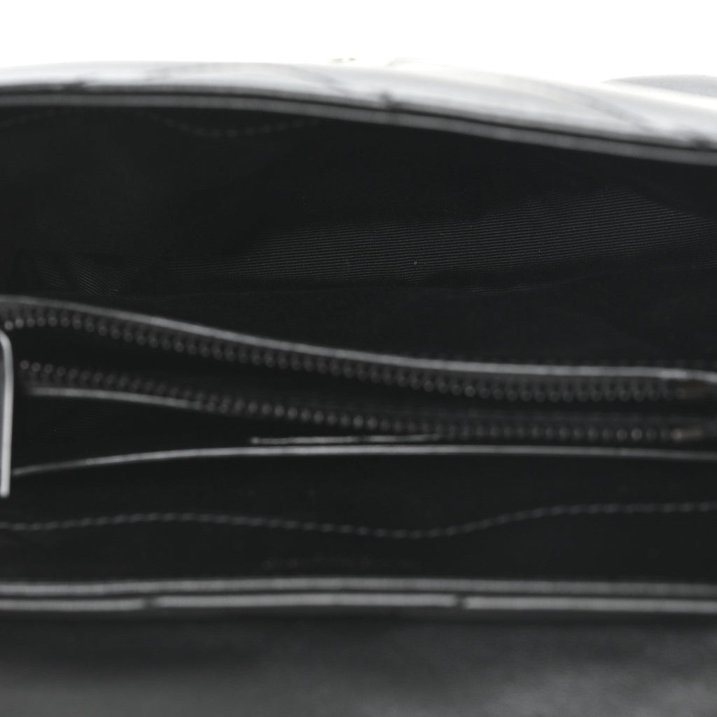 Calfskin Y Quilted Monogram Small Loulou Chain Satchel Black