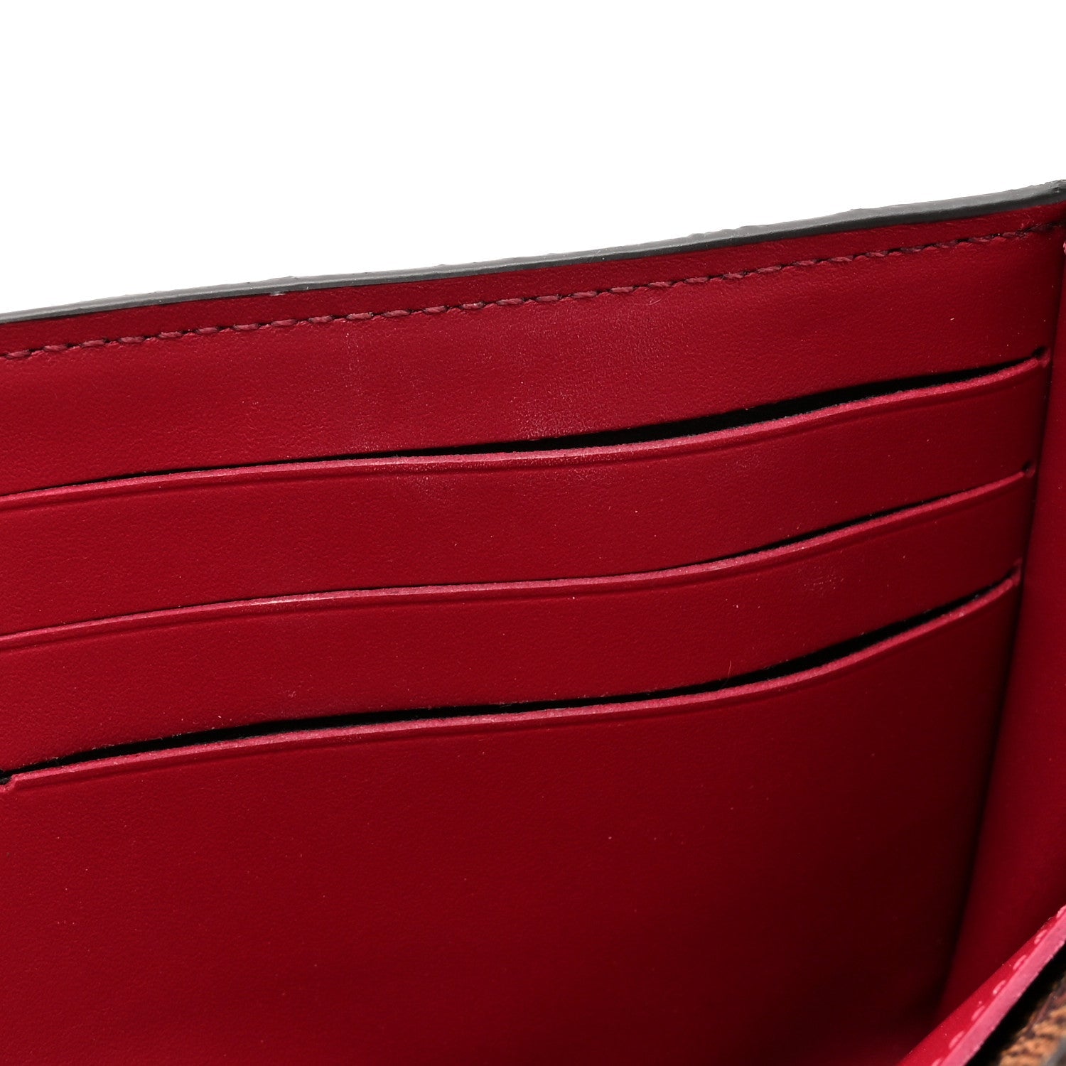Damier Ebene Croisette Chain Wallet Scarlet