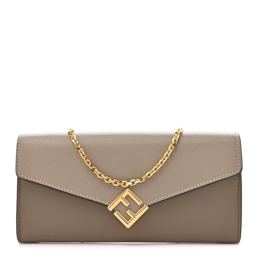 Vitello King Cruise FF Diamonds Continental Envelope Wallet On Chain Truffle Dove