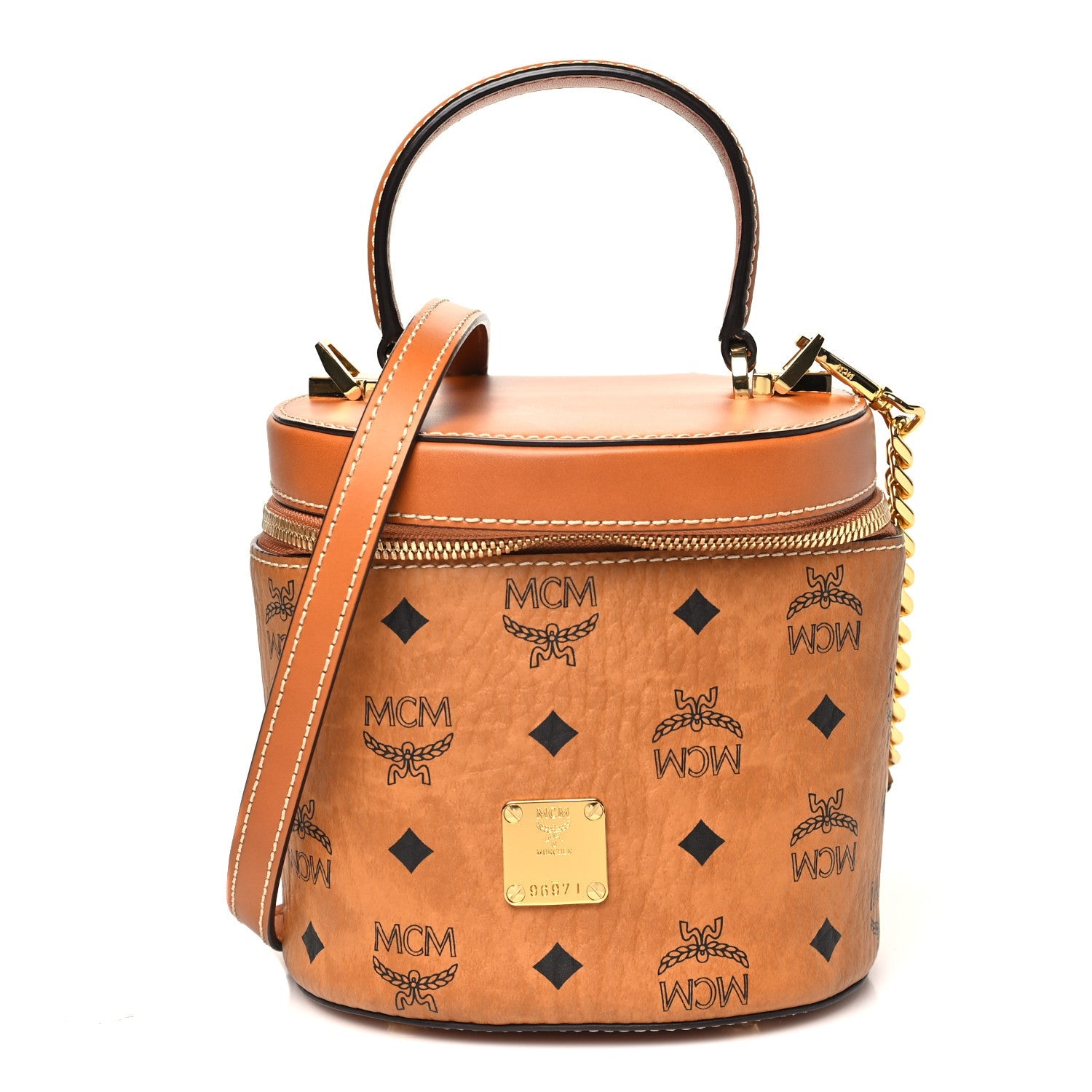 Visetos Small Cylinder Crossbody Bag Cognac