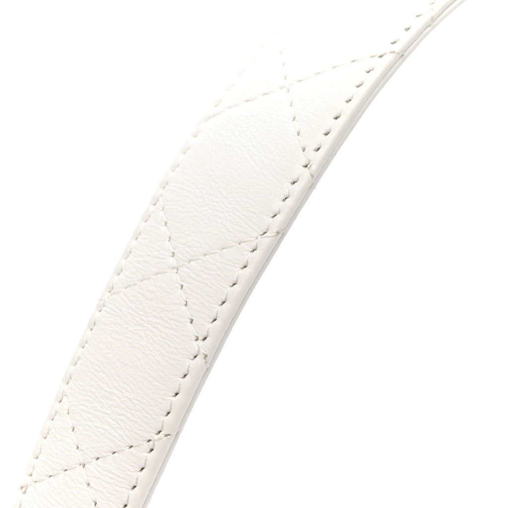 Mesh Shiny Lambskin Chain Hobo White