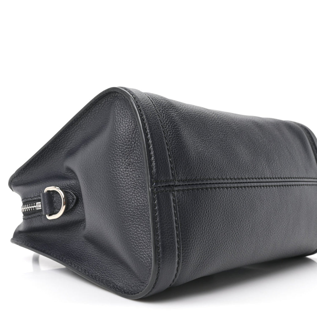 Pebbled Calfskin Small Skull Padlock Zip Around Tote Navy