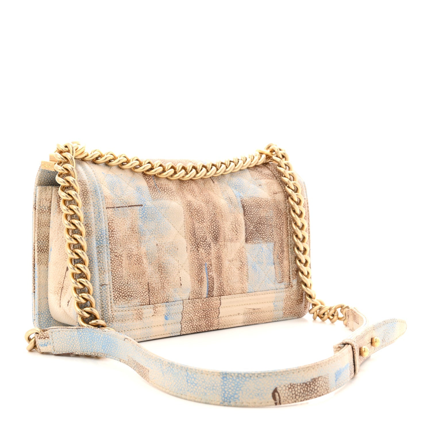 Painted Caviar Quilted Medium Boy In Cuba Flap Blue