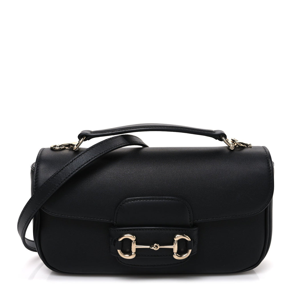 Calfskin Horsebit 1955 Small Soft Top Handle Shoulder Bag Black