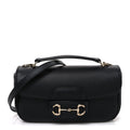 Calfskin Horsebit 1955 Small Soft Top Handle Shoulder Bag Black
