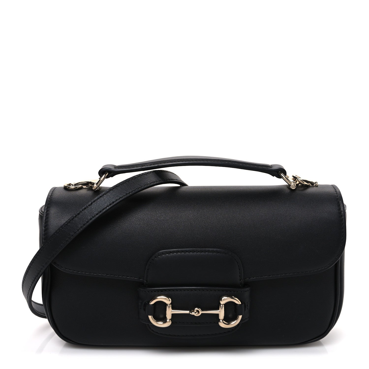 Calfskin Horsebit 1955 Small Soft Top Handle Shoulder Bag Black