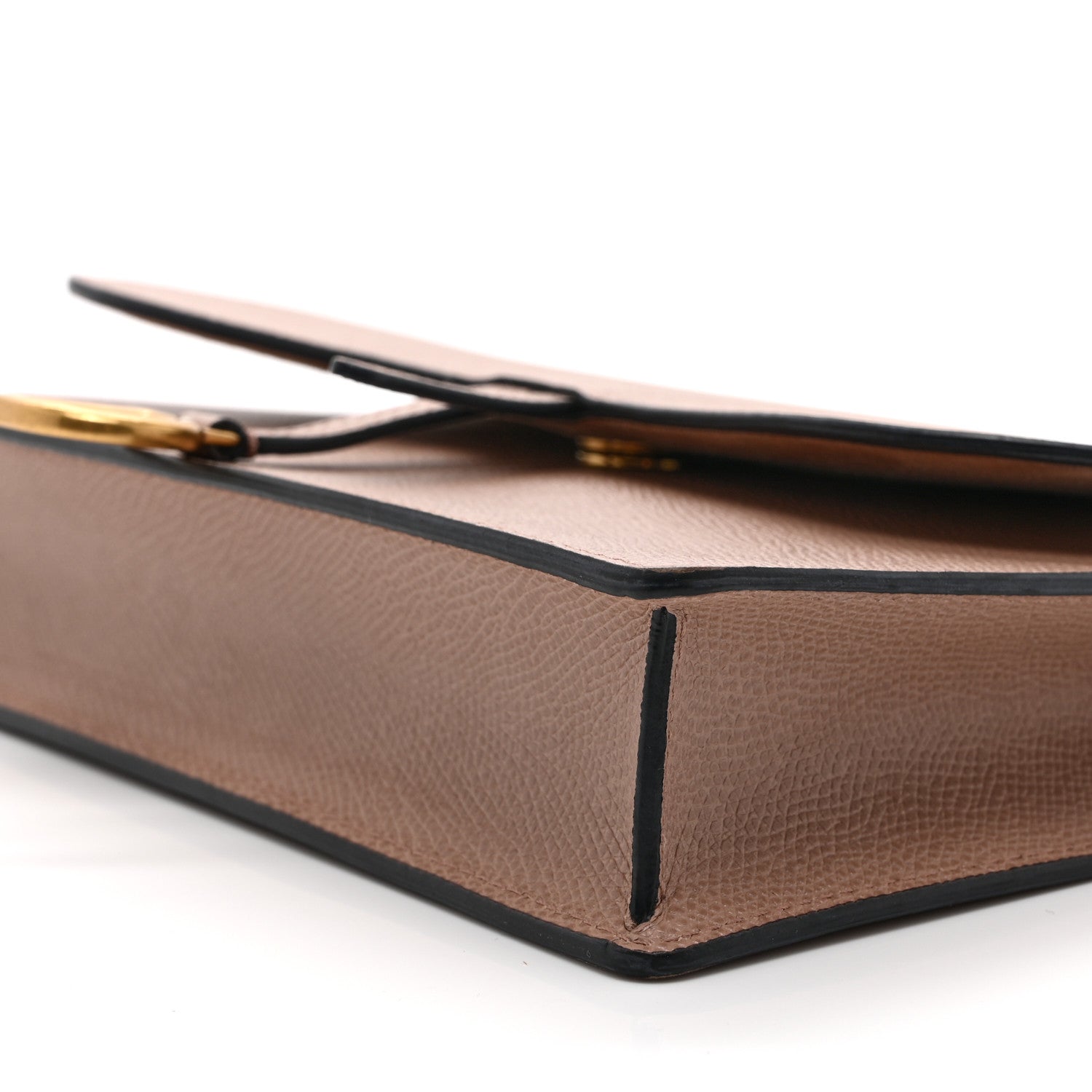 Grained Calfskin Saddle Chain Pouch Blush