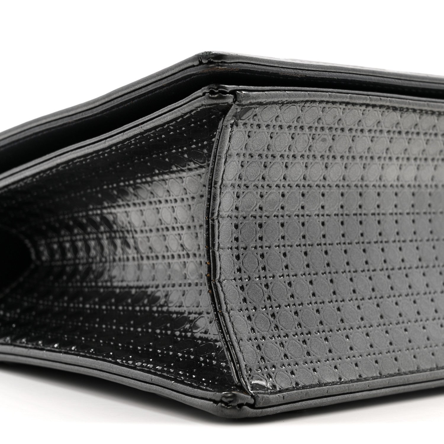 Metallic Patent Micro-Cannage Medium Diorama Flap Bag Onyx Black