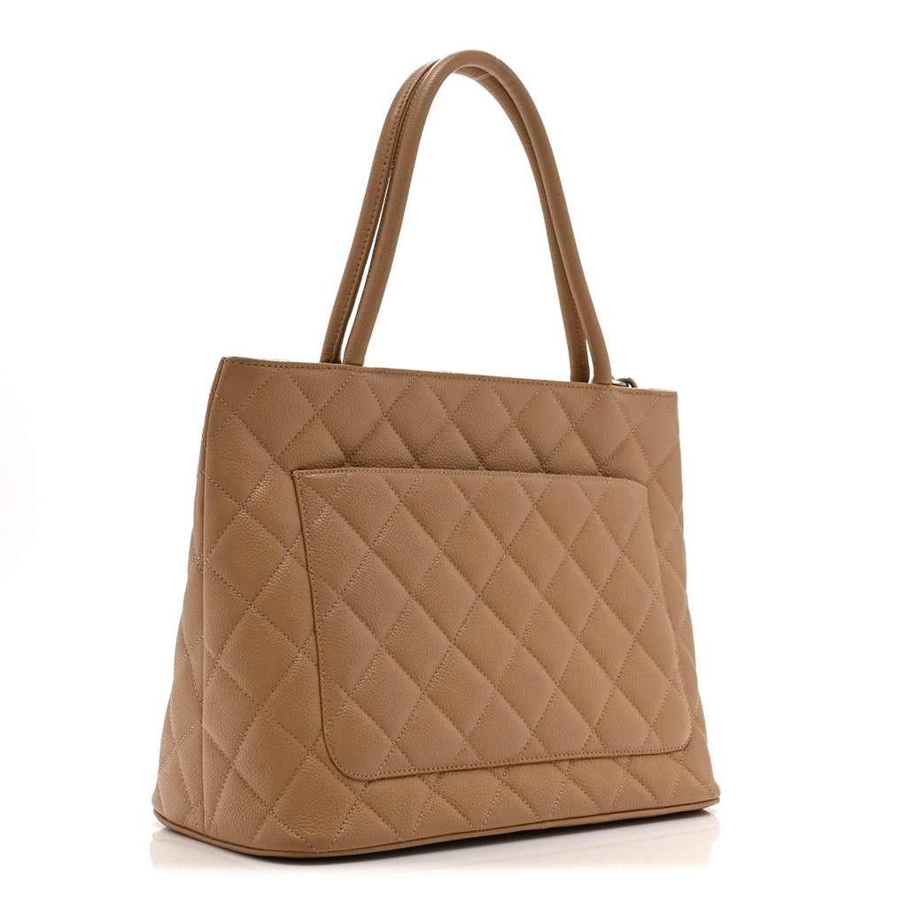 Caviar Quilted Medallion Tote Beige