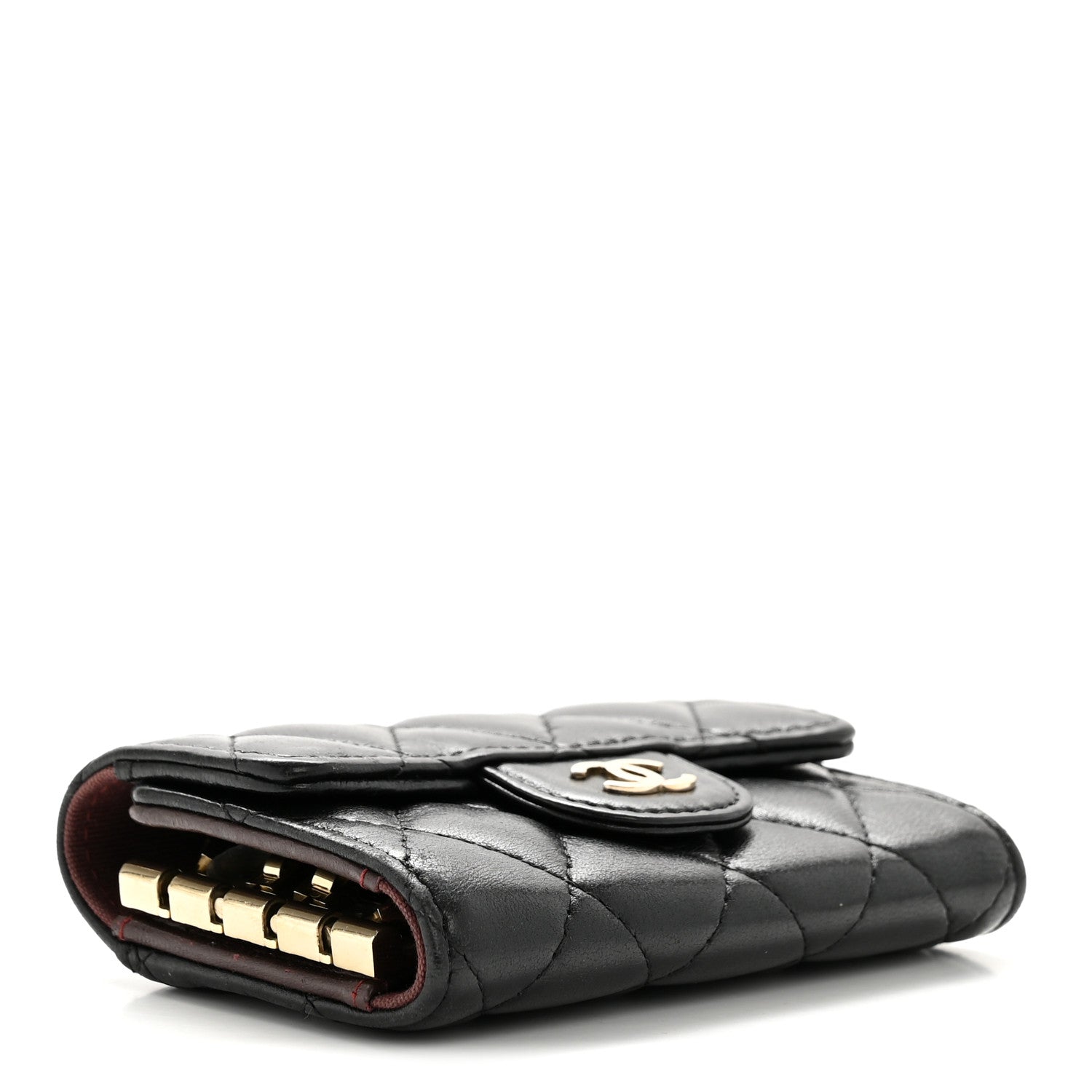 Lambskin Quilted Classic 4 Key Holder Wallet Black