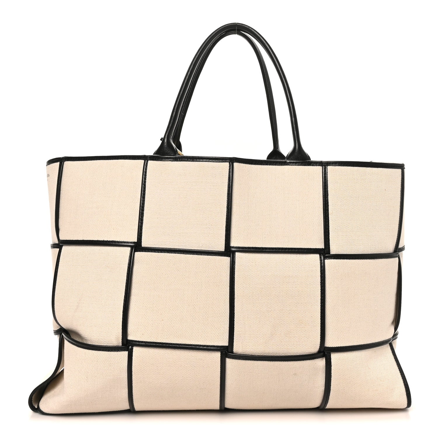 Canvas Maxi Intrecciato Large Arco Tote Beige Black