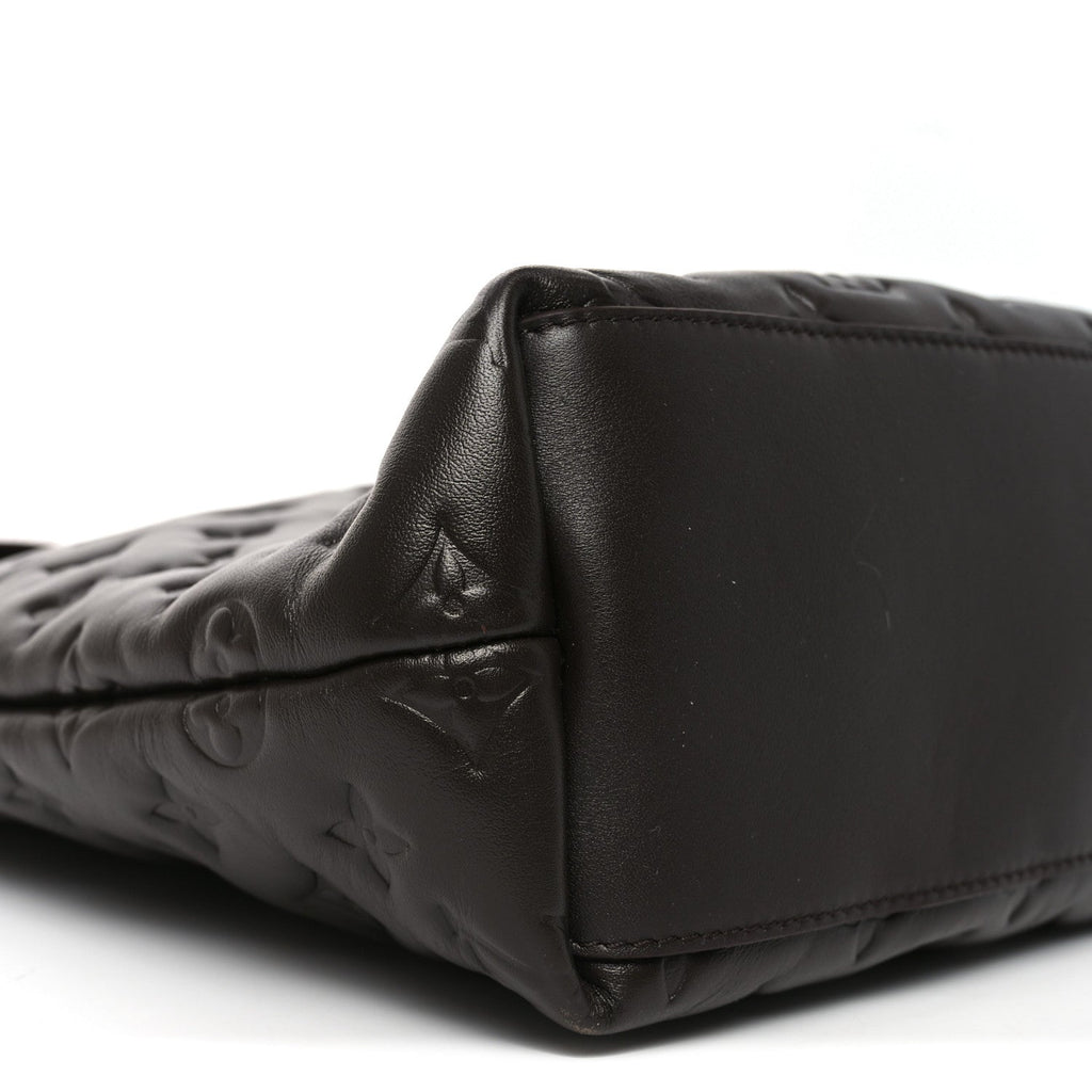 Calfskin Embossed Monogram Coussin Hobo MM Chocolate
