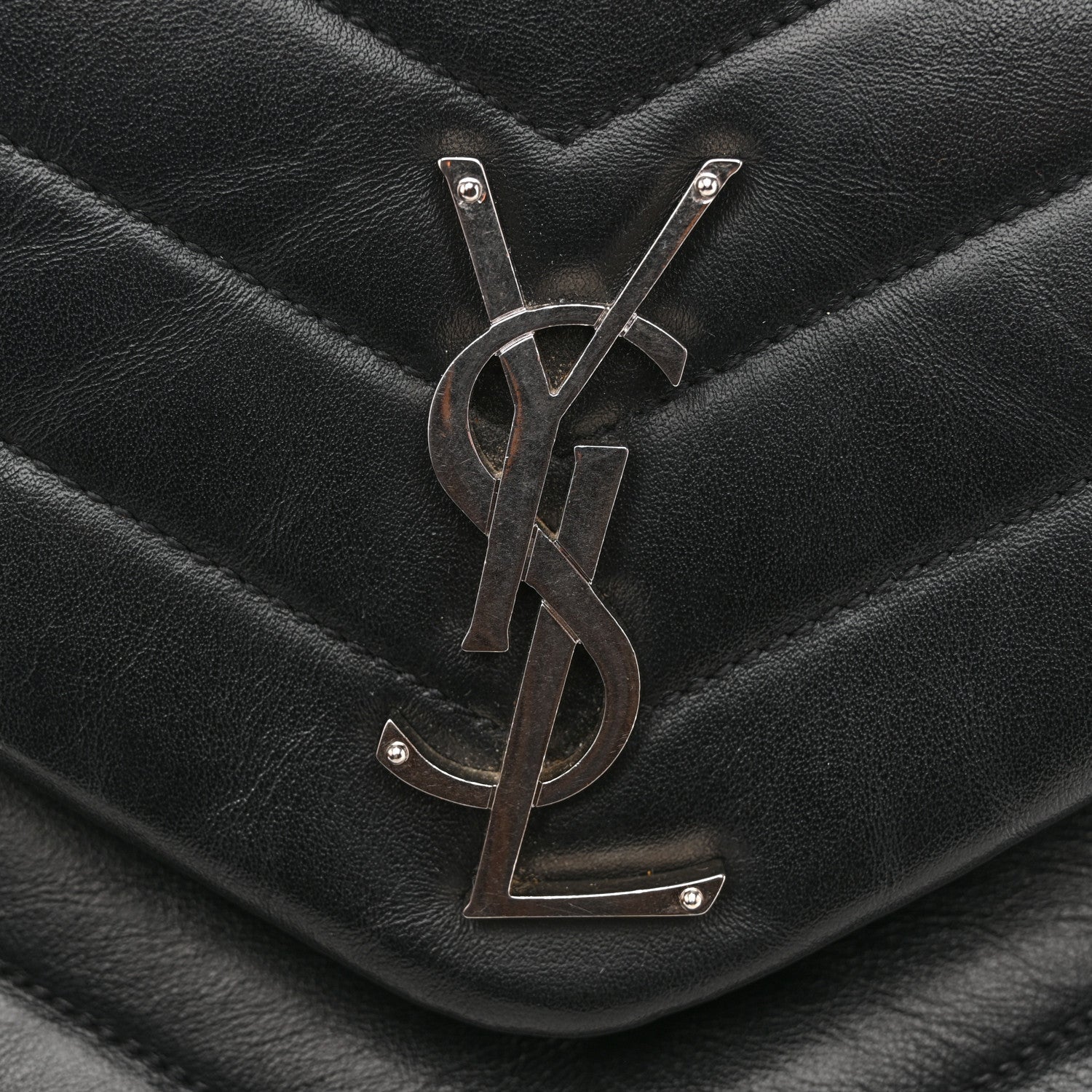 Calfskin Y Quilted Monogram Medium Loulou Chain Satchel Black