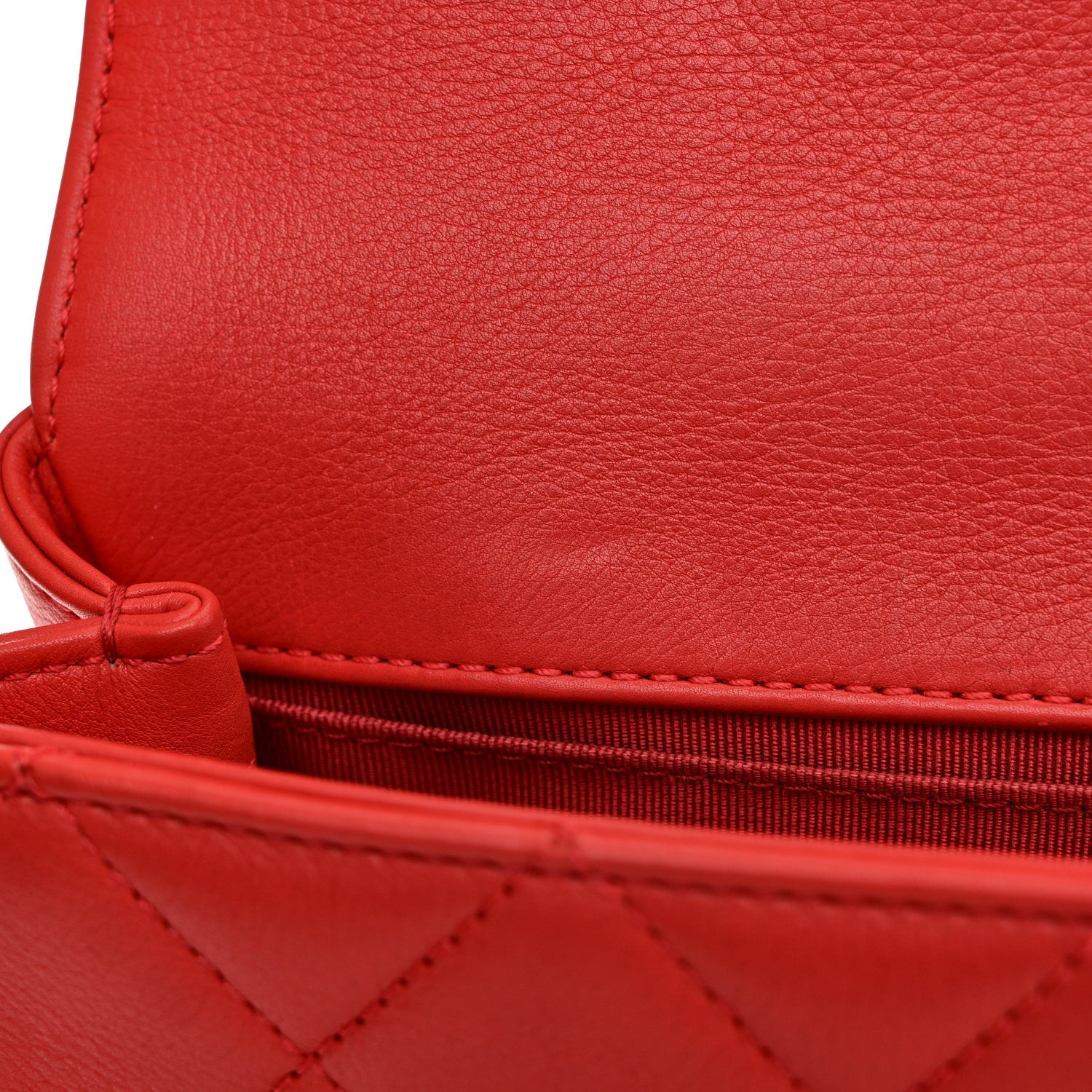 Calfskin Quilted Flap Waist Bag Red
