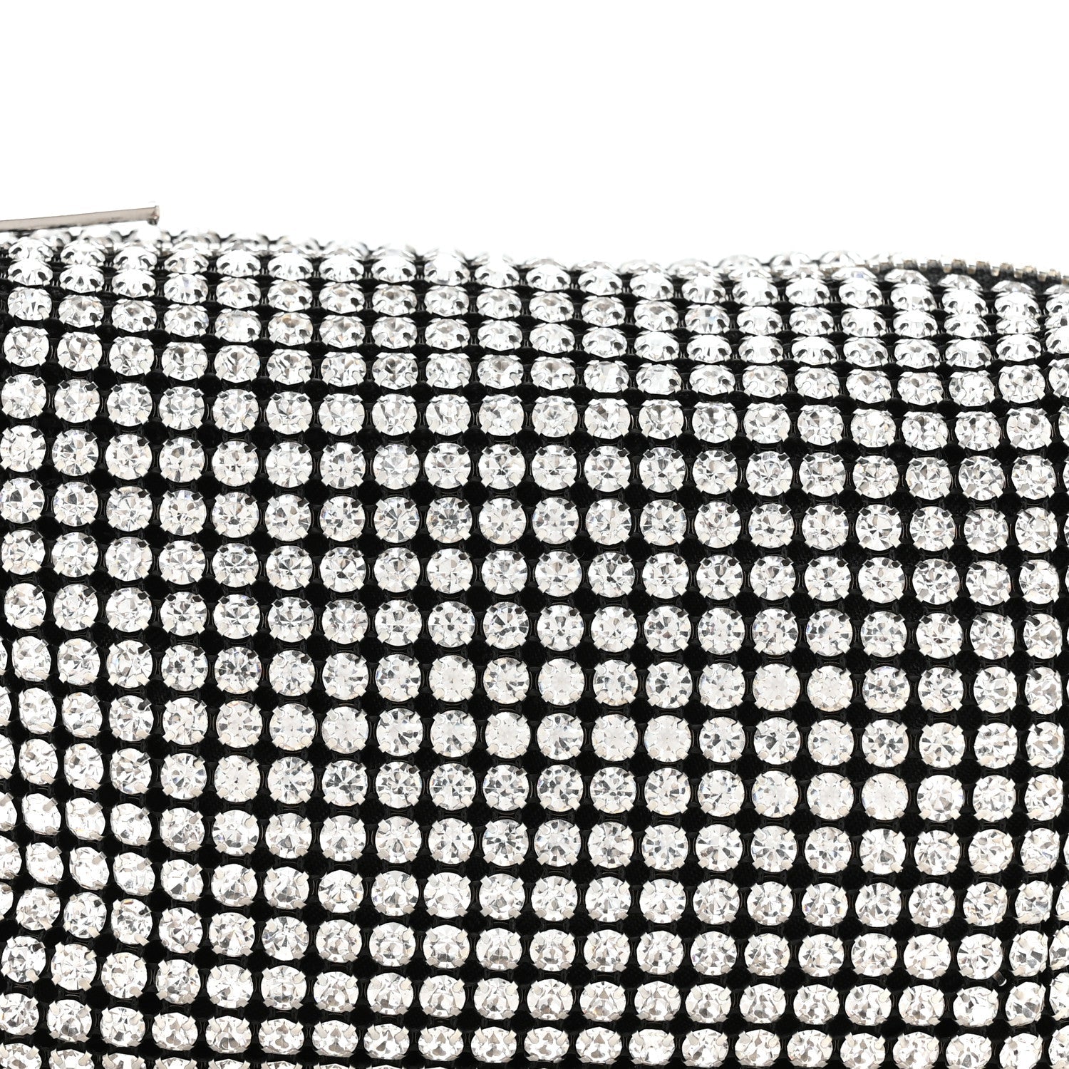 Mesh Crystal Rhinestone Mini Heiress Pouch Black Silver