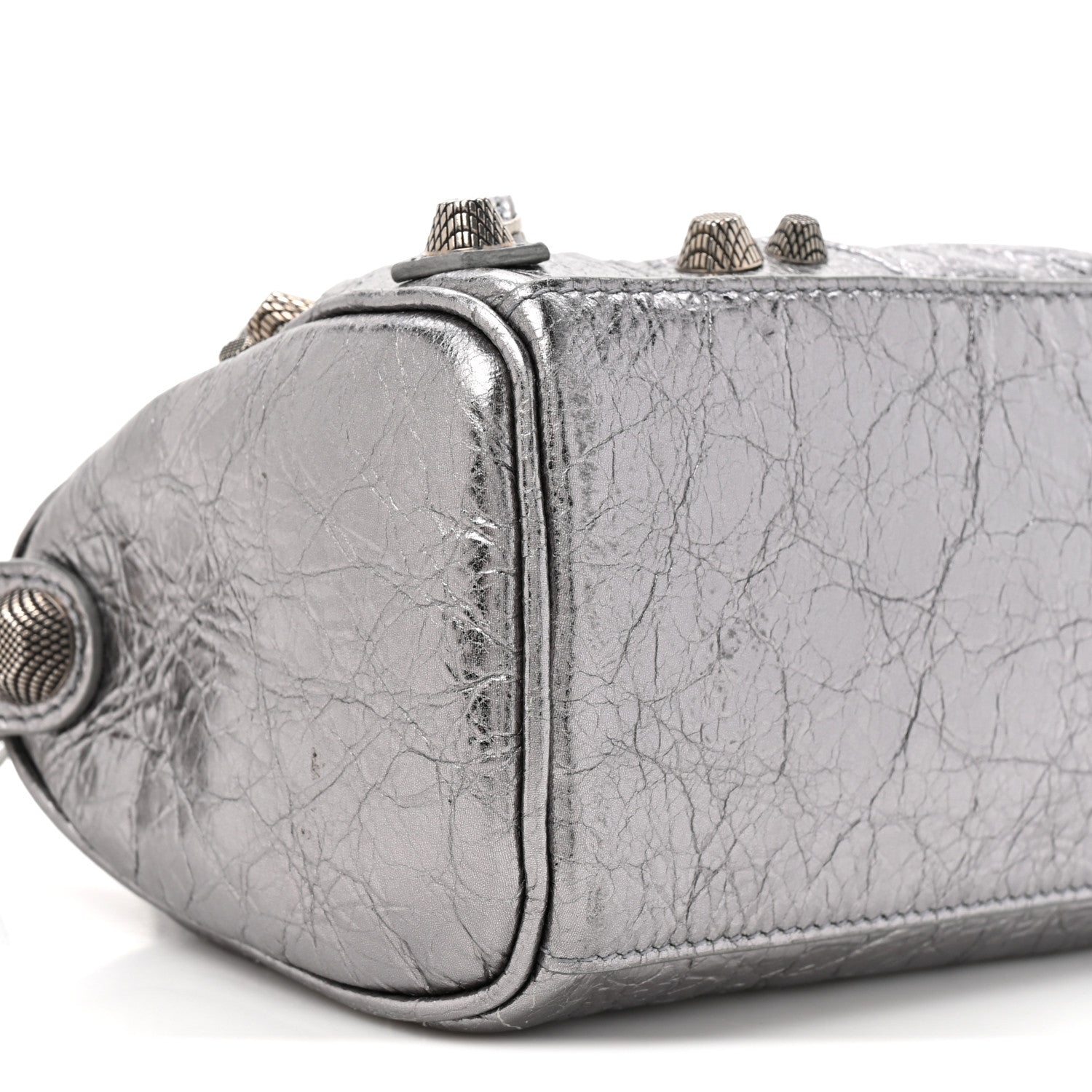 Metallic Agneau Arena Mini Le Cagole Duffle Crossbody Bag Silver