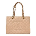 Caviar Quilted Grand Shopping Tote GST Beige