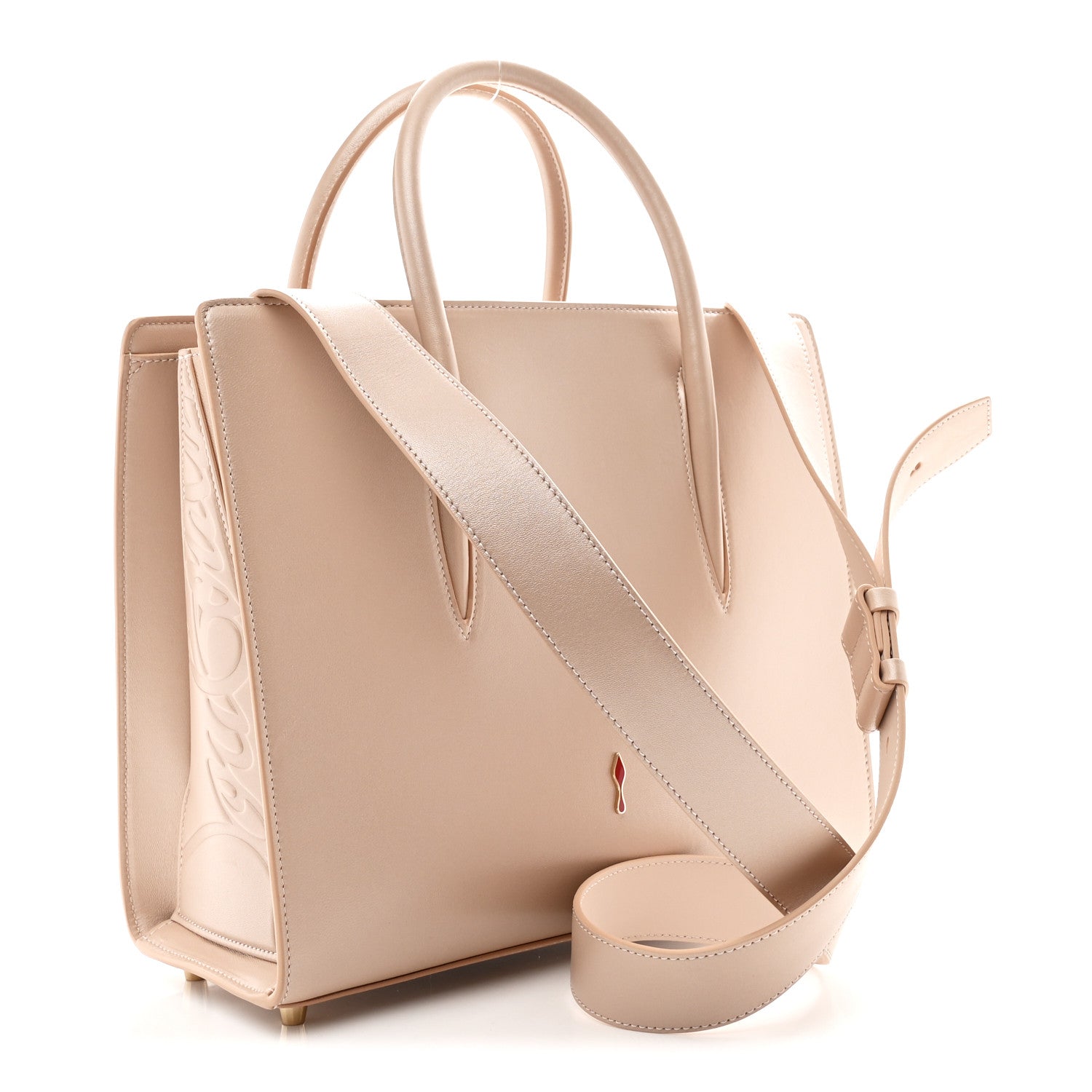 Calfskin Spikes Loubinthesky Medium Paloma Leche