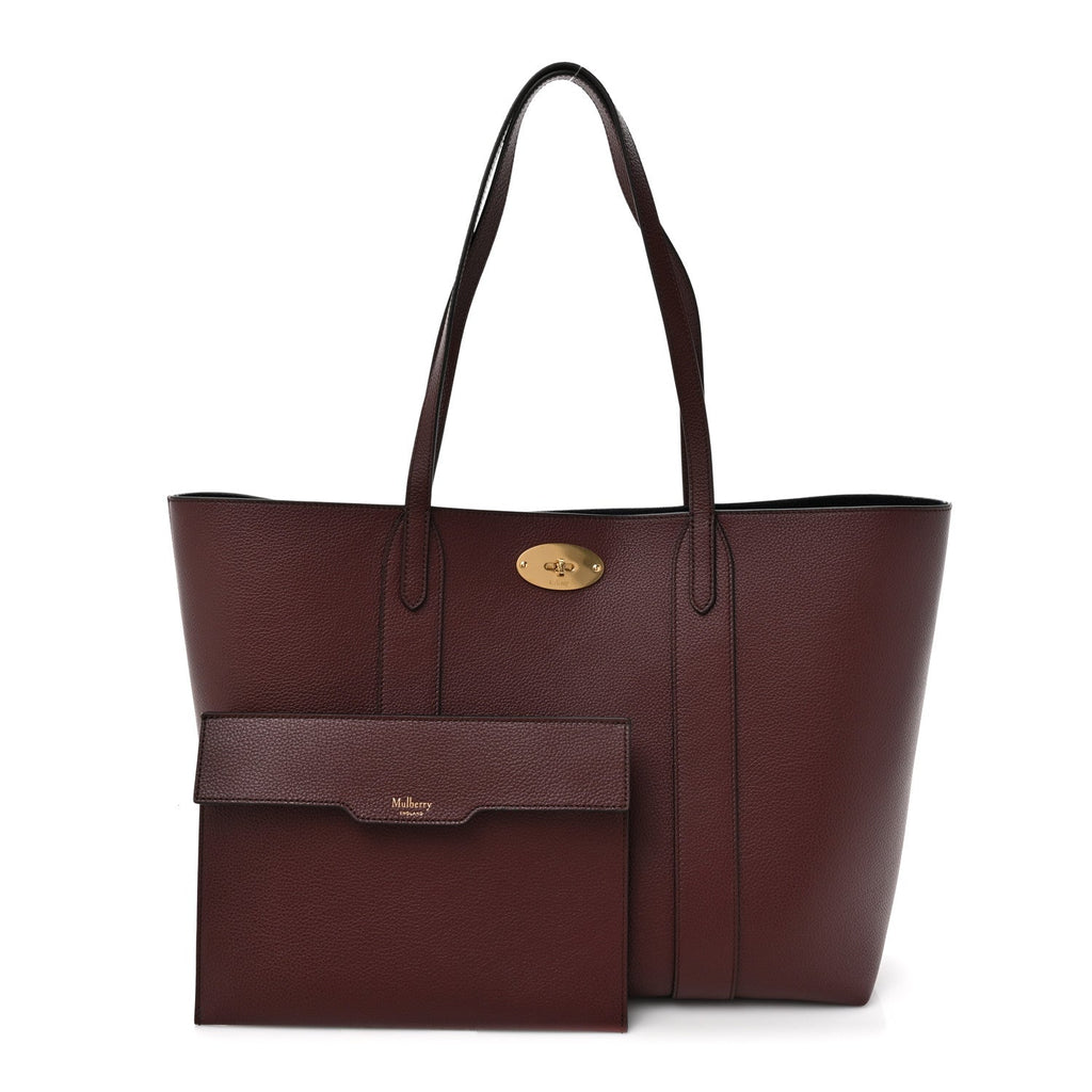 Small Classic Grain Bayswater Tote Burgundy Oxford Blue