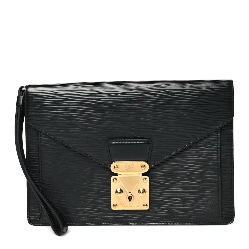Epi Pochette Sellier Dragonne Clutch Black