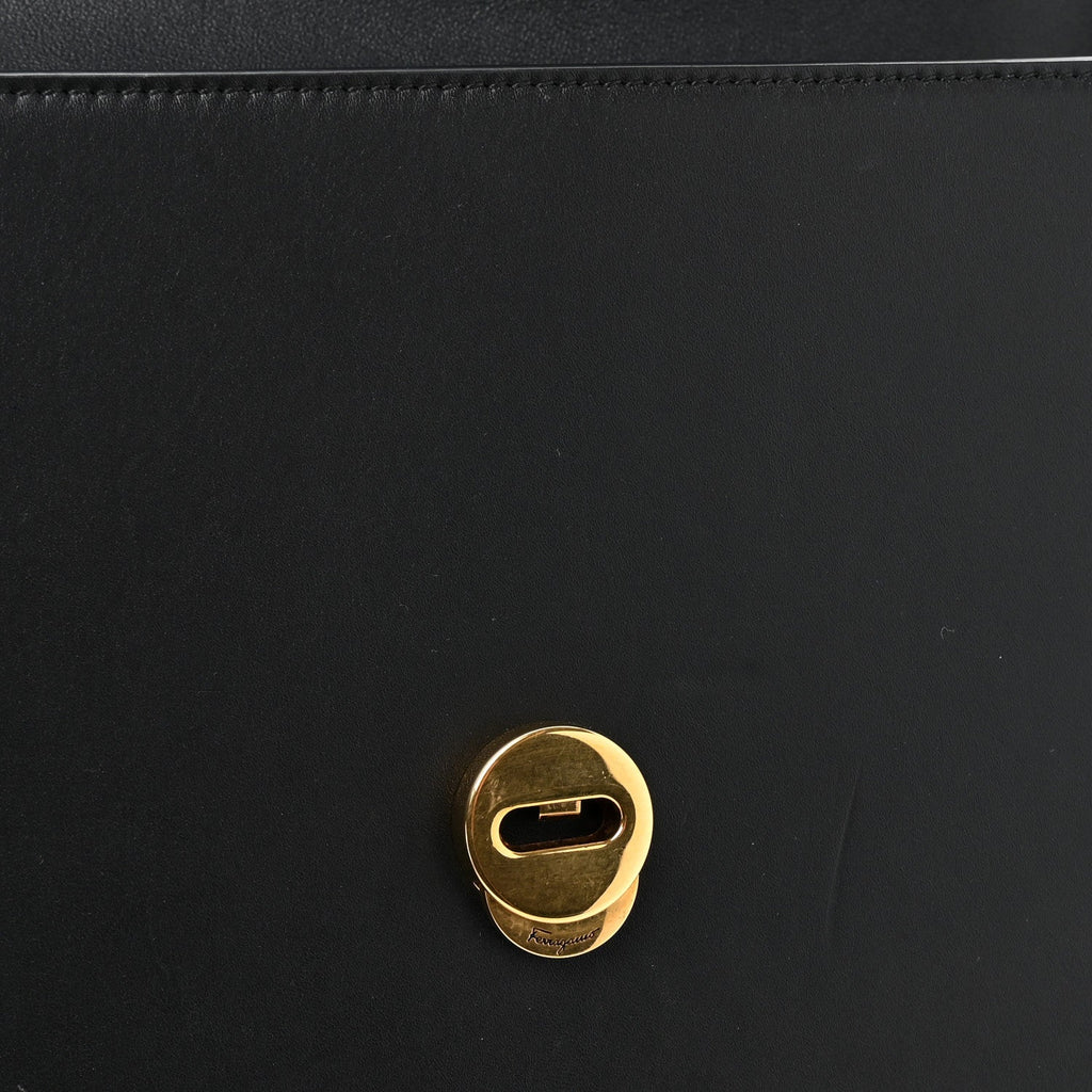 Calfskin Gancini Shoulder Bag Black