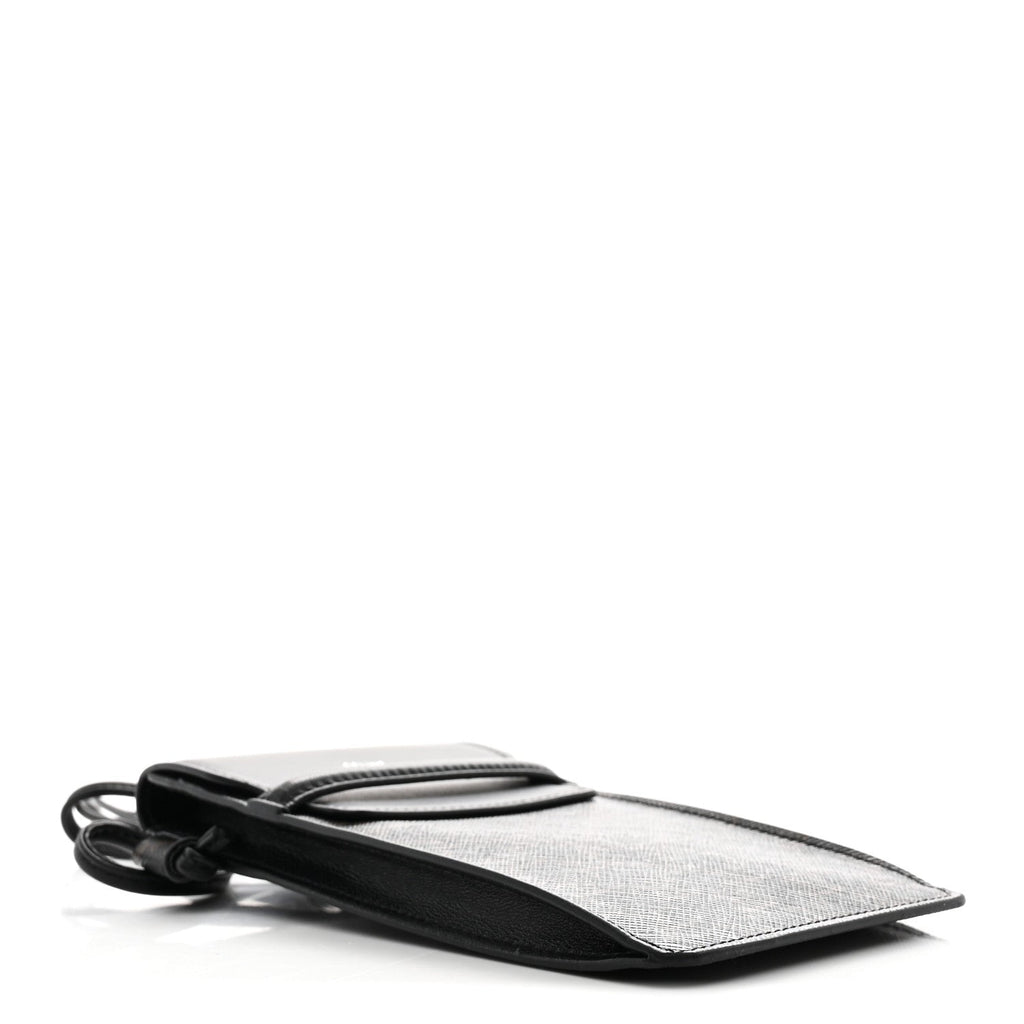 Triomphe Canvas Lambskin Phone Pouch With Flap Black