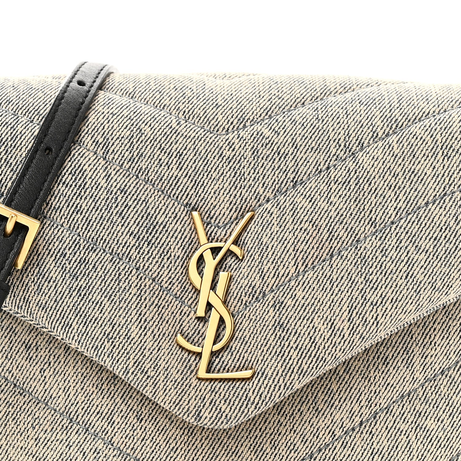 Denim Y Quilted Monogram Toy Loulou Crossbody Bag Grey
