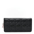 Lambskin Cannage Bi-Color Lady Dior Flap  Holder Black Mauve Pink
