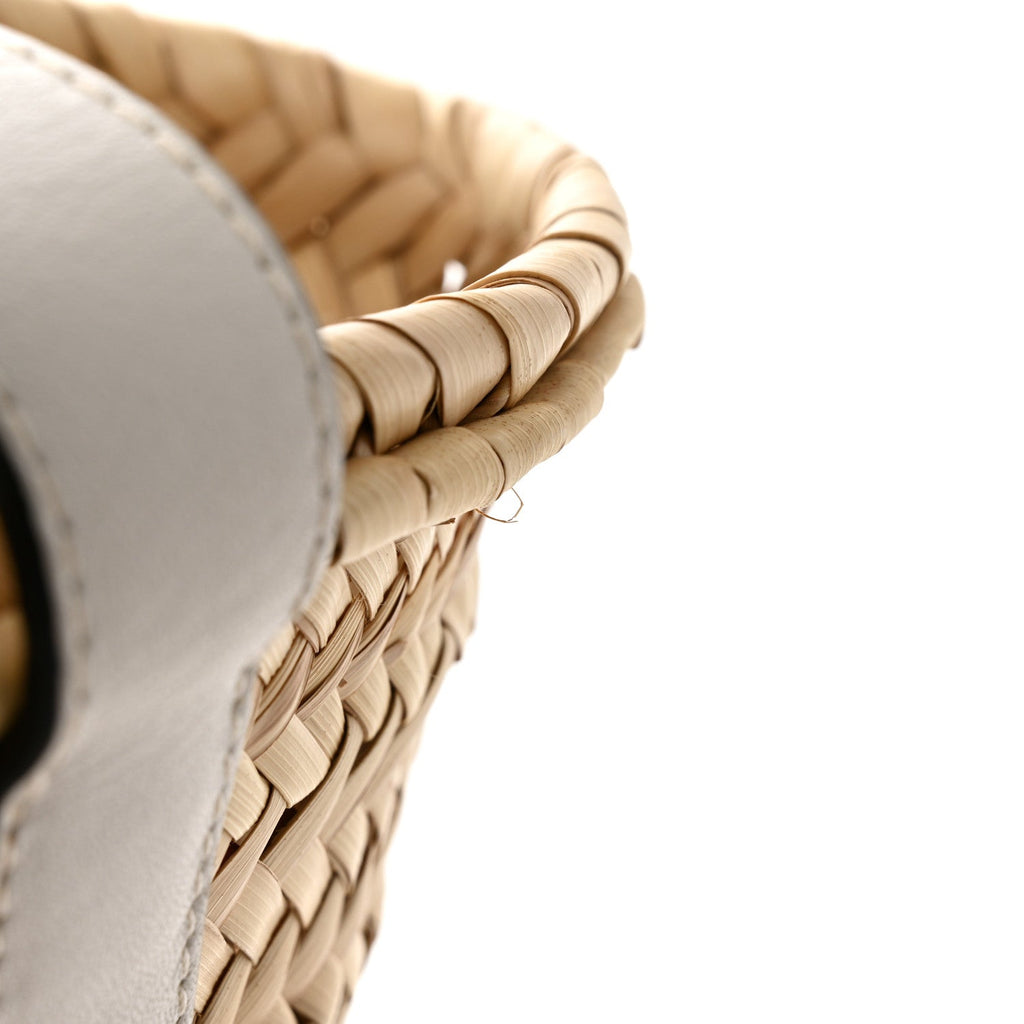 Raffia Mini Basket Tote Bag Natural White