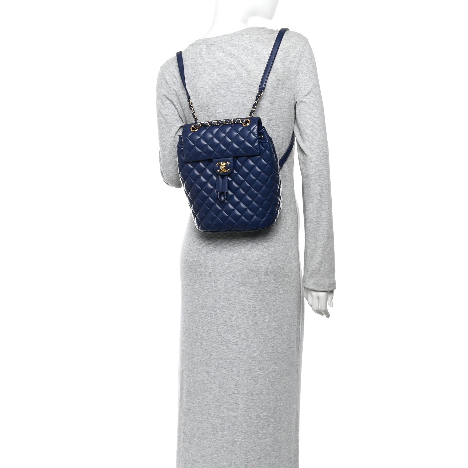 Calfskin Quilted Small Urban Spirit Backpack Navy