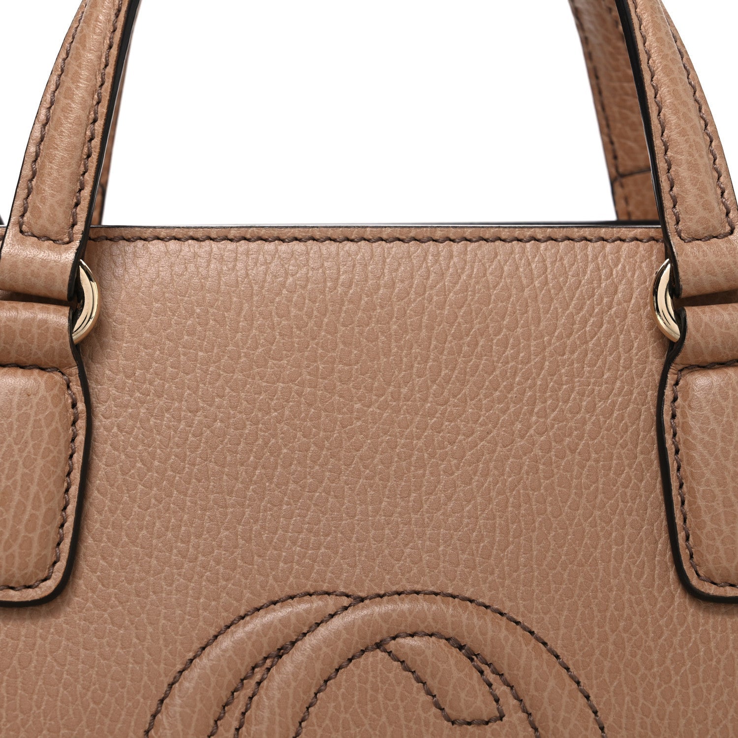 Dollar Calfskin Medium Soho Top Handle Satchel Camelia