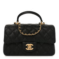 Caviar Quilted Mini Top Handle Rectangular Flap Black