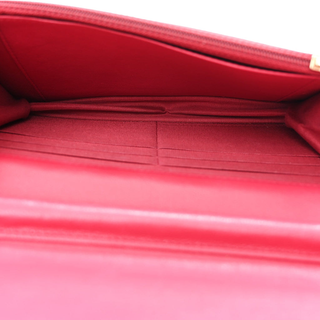 Sheepskin Chevron Quilted Vintage Mademoiselle Wallet On Chain WOC Dark Pink