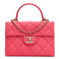 Caviar Quilted Mini Retro Twist Top Handle Flap Pink
