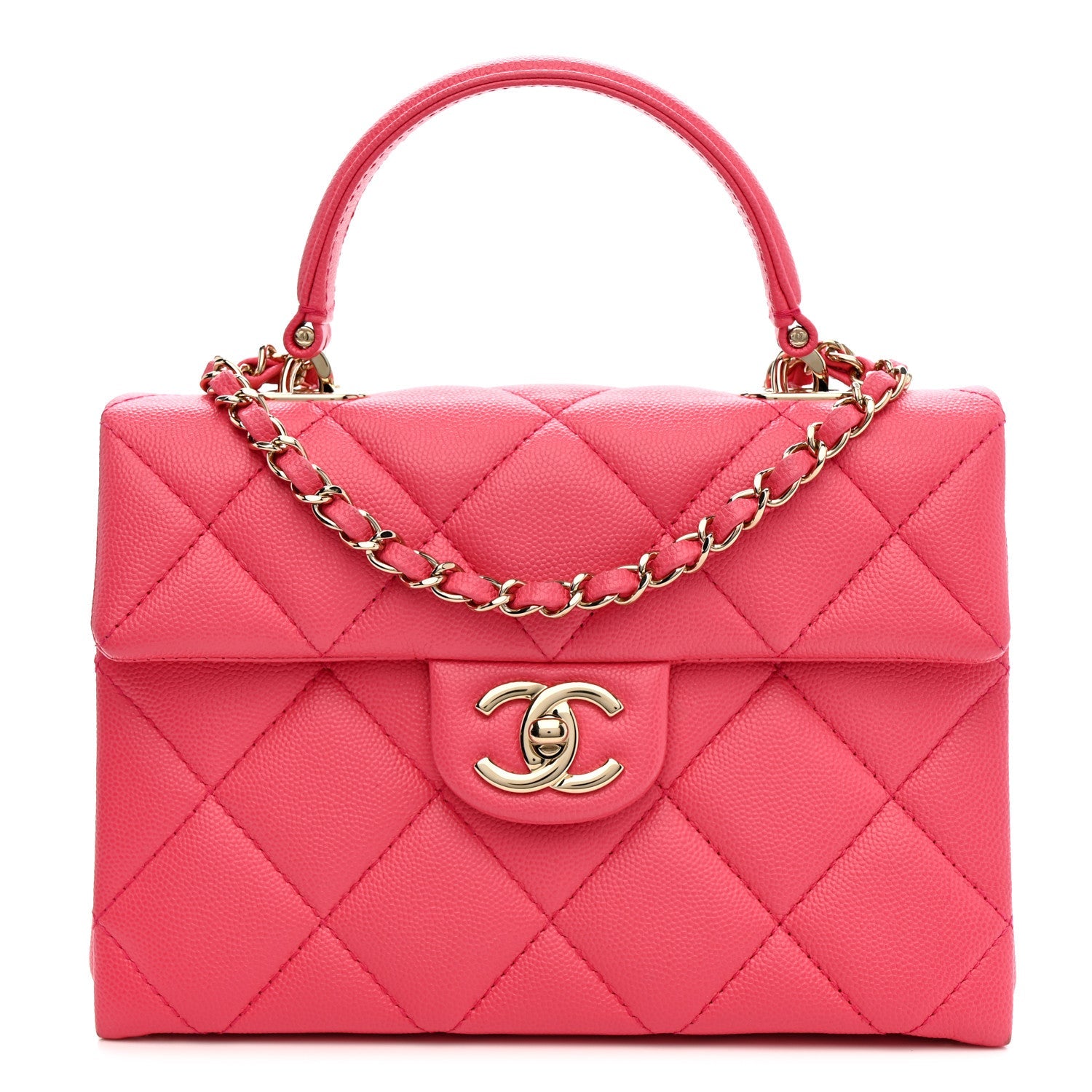 Caviar Quilted Mini Retro Twist Top Handle Flap Pink