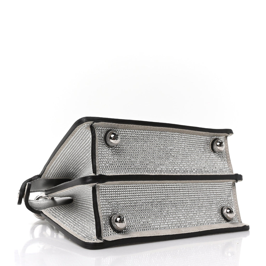 Crystal Vitello Laminato FF Petite Peekaboo I SEE U Satchel Crystal Argento
