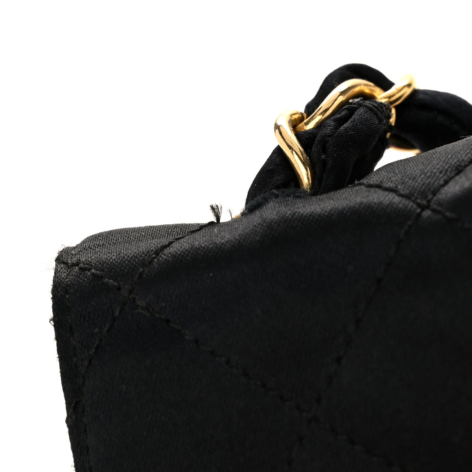 Satin Quilted Half Moon Flap Black