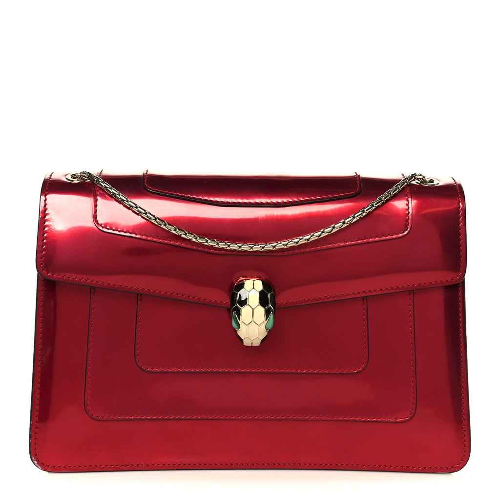 Metallic Calfskin Serpenti Forever Shoulder Bag Red