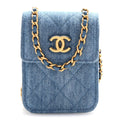 Denim Quilted Flap Mini Crossbody Blue