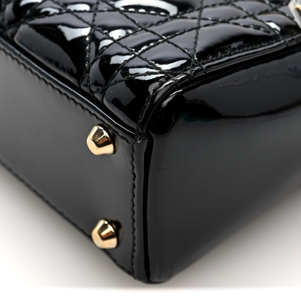 Patent Cannage Mini Lady Dior Black